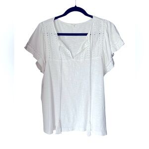 Caslon Embroidered Eyelet Knit Top
